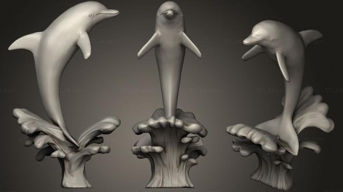 Статуэтки животных (Дельфин (Ремикс), STKJ_0900) 3D модель для ЧПУ станка